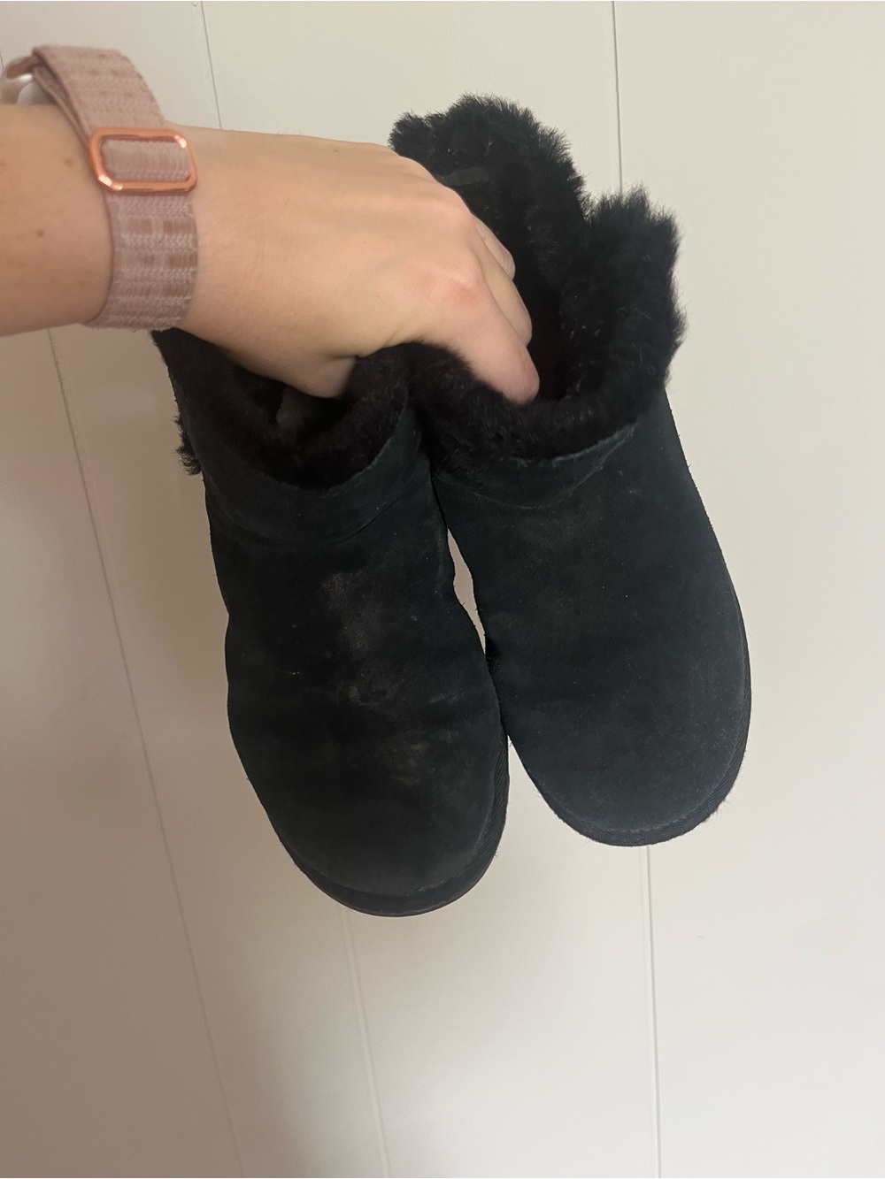 Ugg Women's Black Faux Fur Lined Slip-On Ankle Boots